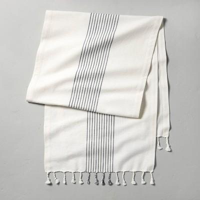 Core Stripes Twisted Fringe Table Runner Blue/Cream - Hearth & Hand™ with Magnolia