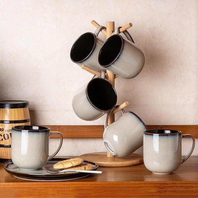 LERATIO 12OZ Ceramic Coffee Mugs Set of 6, Large Porcelain Coffee Cups With Large Handle For Latte,Cappuccino,Milk,Cocoa,|Dishwasher&Microwave Safe Mug Sets,Ideal for Man,Woman,Dad, Mom