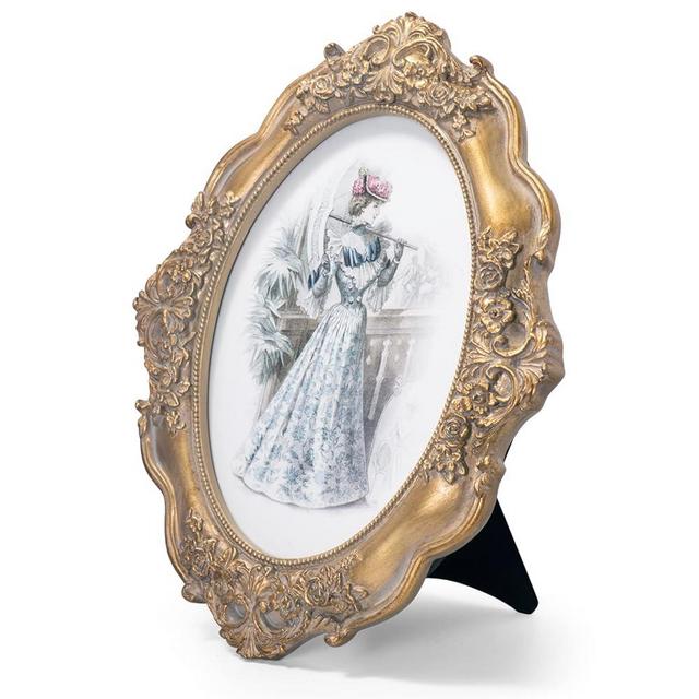 GUOER Vintage Oval Picture Frames 5x7 Photo Frame with Glass Front Antique Picture Frame for Tabletop Wall Hanging (5x7, Oval Golden)