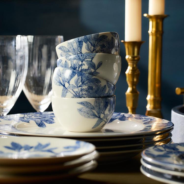 Caskata, Arbor Blue Rimmed Oval Platter | Zola