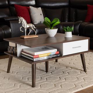 Merlin Mid-Century Modern 2-Drawer Wood Coffee Table