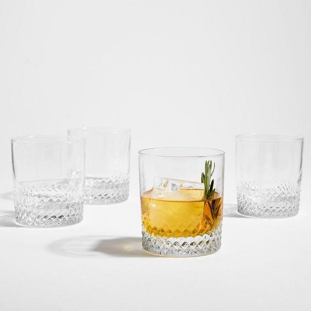 Diamond Cut Double Old Fashioned Glasses, Set of 4