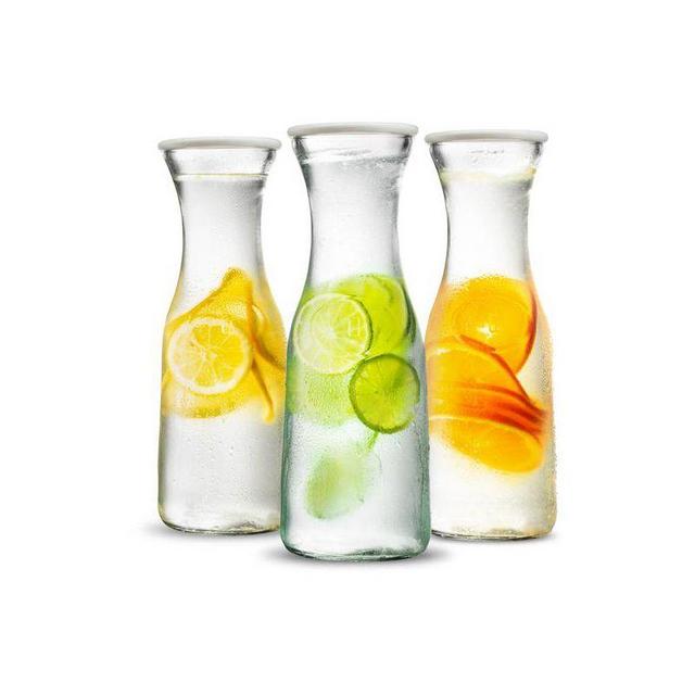 Kook Glass Pitcher Carafes with Lids, 35 oz, Set of 3