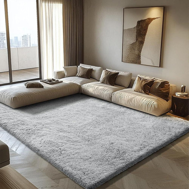 8x10 Fluffy Area Rugs for Living Room,Shag Area Rug for Bedroom,Grey Soft Fuzzy Rug Non-Shedding Indoor Plush Carpet for Kids Bedroom Nursery Home Decor