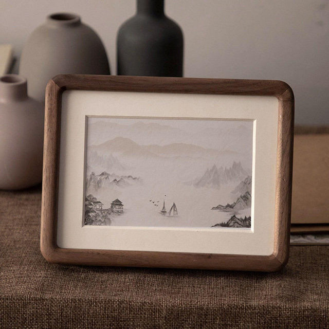 HSH Solid Wood Picture Frame Rustic Walnut Wood Teak Wood Photo Frame Size from 6" to 20" Hardwood Frame Anniversary Engagement Gift