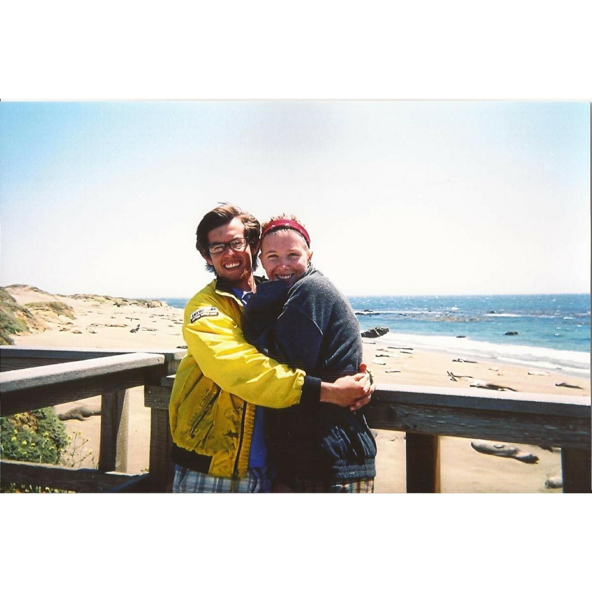 Here we are on the California coast. Behind us are elephants seals scattered along the beach. We even got to watch them fight.