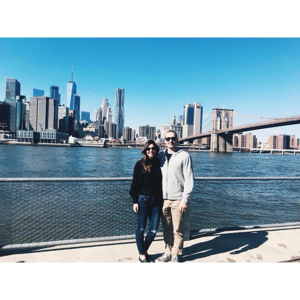 Joey's first visit to NYC — just after walking the Brooklyn Bridge!