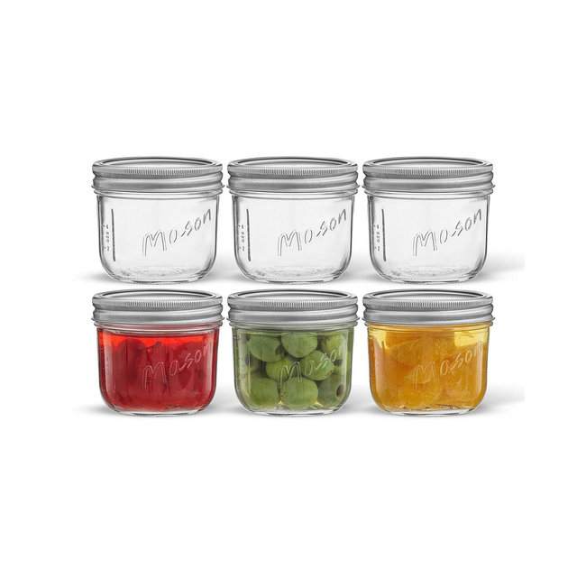 JoyJolt Wide Set of 6 Mason Jars with Airtight Lids