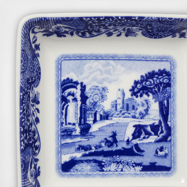 Spode, Blue Italian Square Dish, Set of 4 | Zola