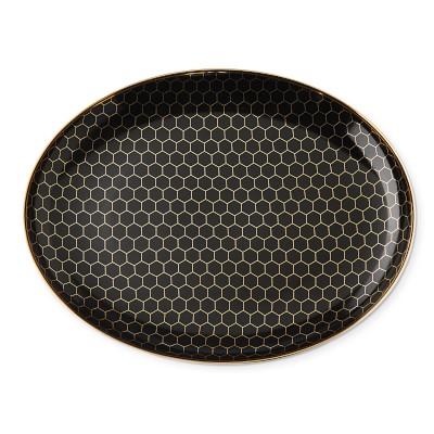 Honeycomb Oval Platter - Black Honeycomb