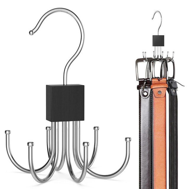 Belt Hanger, Belt Organizer for Closet 360° Rotatable Max 24 Belt Storage Space Saving Closet Organizers and Storage for Belt, Bra, Tank Top, Tie, Scarf, Purse 1Pcs