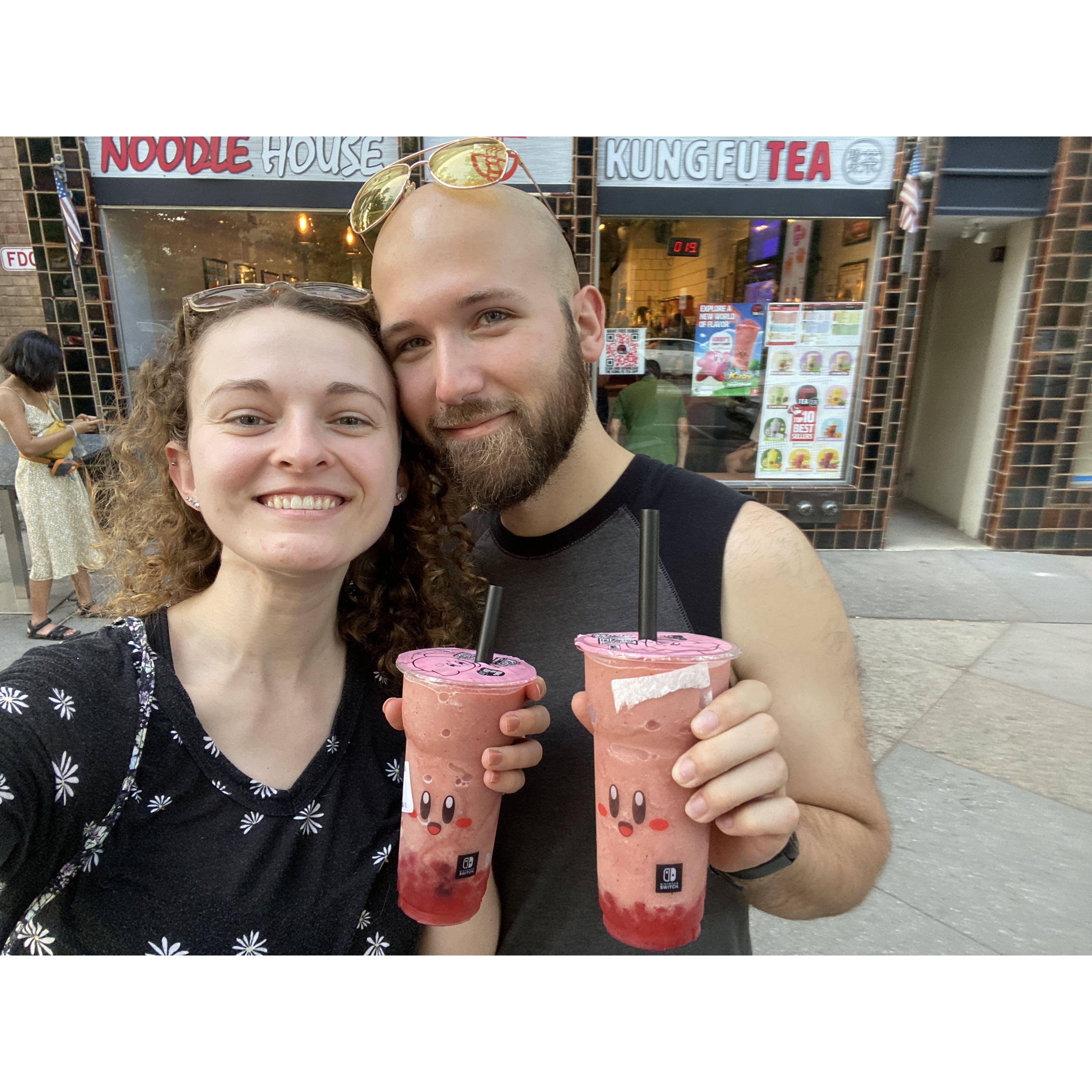 Kriby drinks at Kung Fu Tea