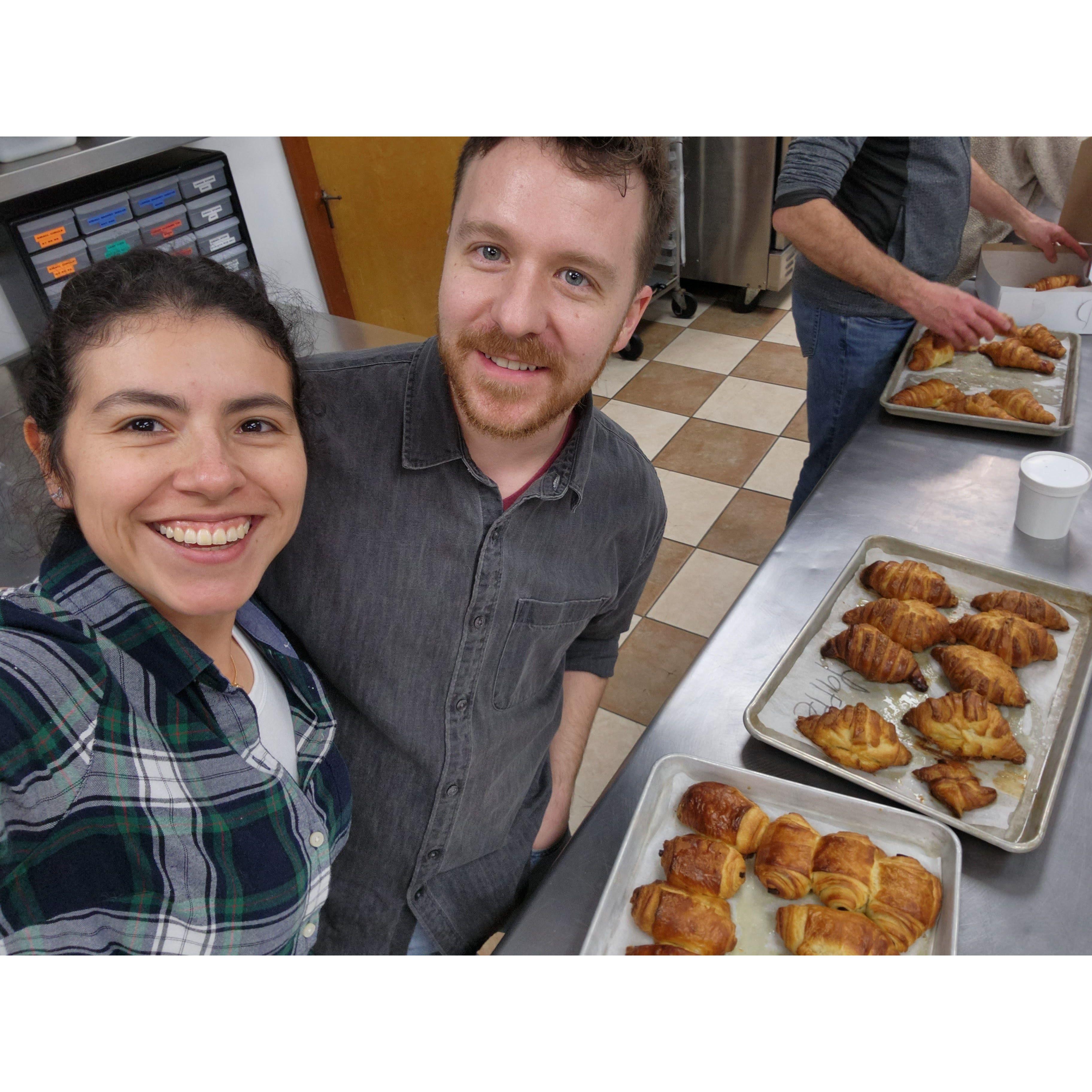 Taking croissants lessons.