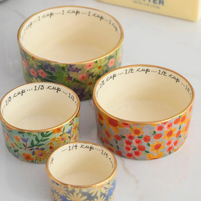 Ceramic Nesting Measuring Cups - Multi Floral