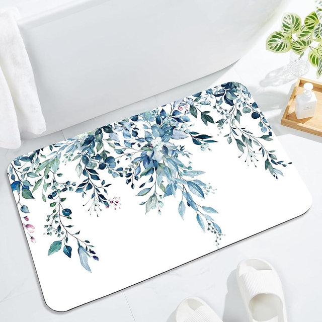 Gibelle Non Slip Bath Mat, Bathroom Set with Shower Curtain and Rug and Accessories, Bath Curtain 72" W x 72" L, Bath Rug 17" W x 24" L