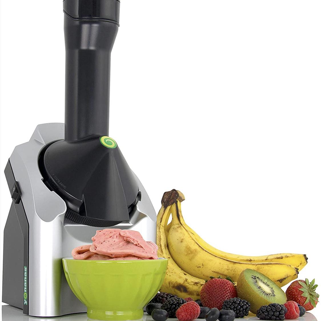 Yonanas Silver Classic Healthy Fruit Soft Serve Dessert Maker Creates Dairy Free Vegan Alternatives to Ice Cream