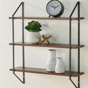 Better Homes & Gardens 3-Tier 20"W Wood Bracket Shelves, Walnut