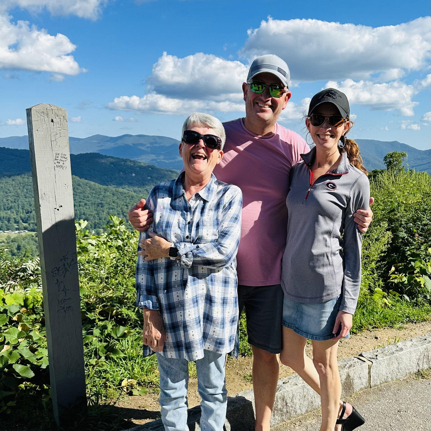 Blue Ridge Parkway, 1 day after Amanda's melanoma surgery. Debbie, Amanda's mom, along for the ride and had a great time on the BRP.