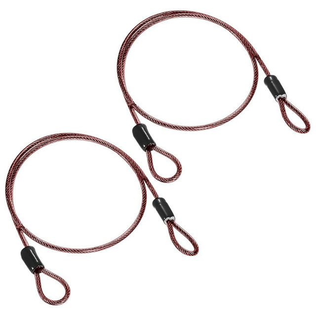 M METERXITY 2-Pack Security Cable Lock, 3.28FT PVC Coated Steel Luggage Lock Wire Rope with Double Loop for Outdoor Travel/Gate/Bike, Cut-Resistant Braided Steel Cable [Red]