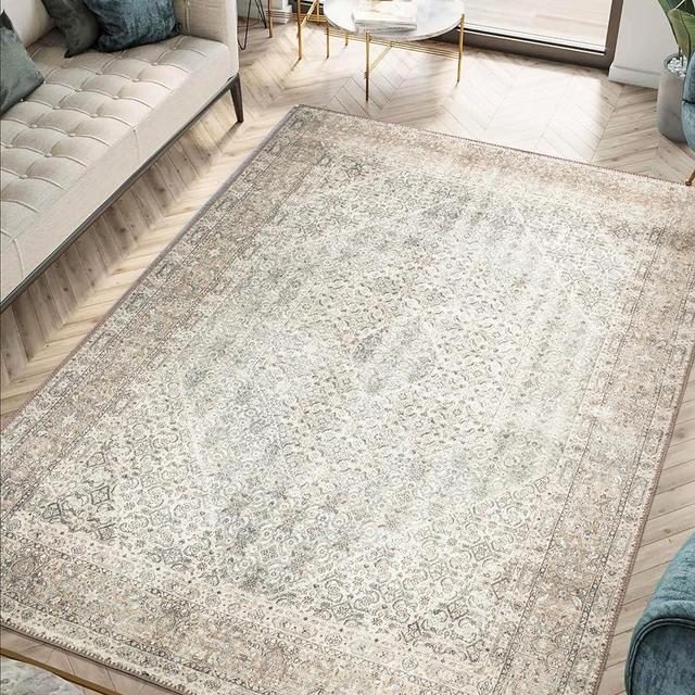 Keen Home Design Machine Washable Area Rugs with Non-Slip Backing, Ideal for Hallway, Living Room, Bedroom, Kitchen and Laundry Room, Vintage Moroccan and Low Pile Rug - (6' x 9')