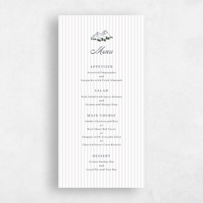 Charcoal, Grey Wedding Menu - Marquesas