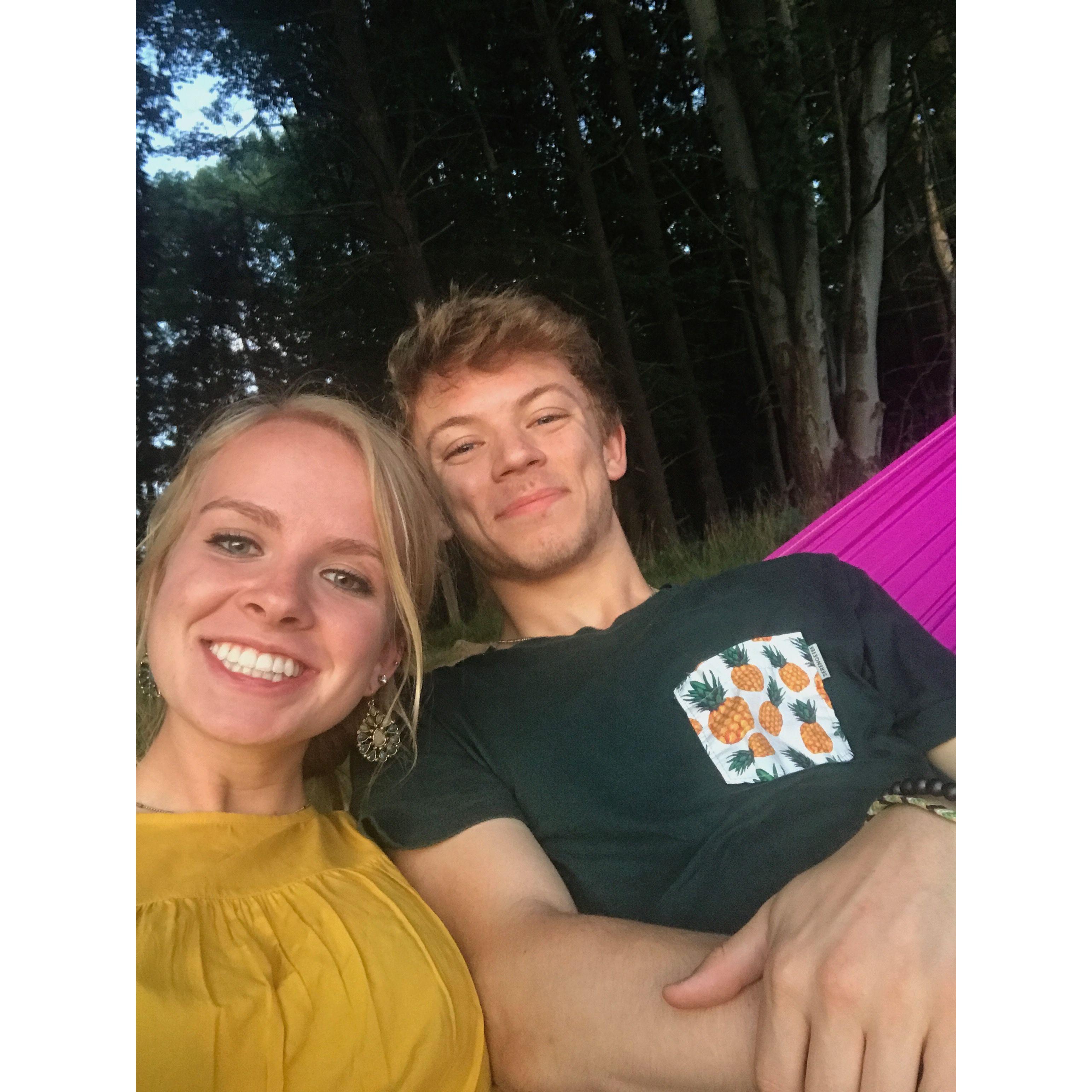 Hammocking and watching the sunset at the place we would get engaged 6 years later, 2018