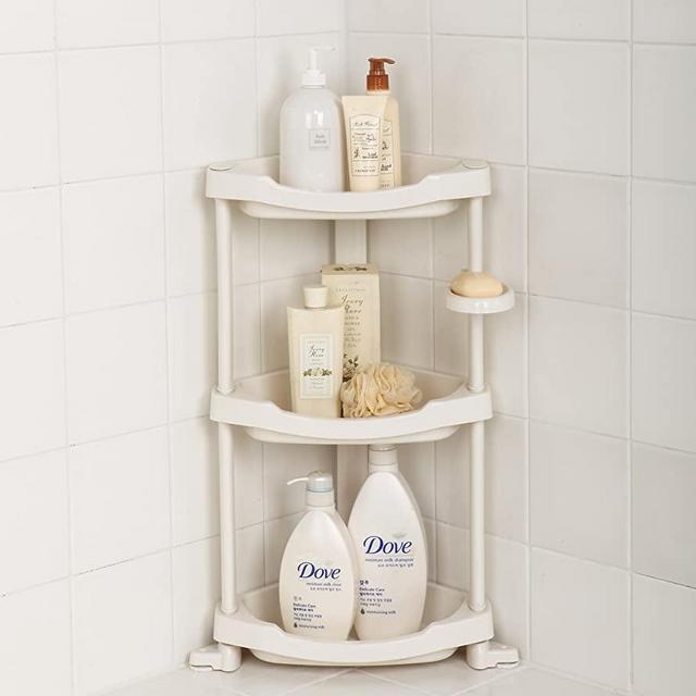 Tenby Living Corner Shower Caddy - 3 Shelf Shower Organizer Caddie with Movab.