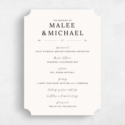 Beige Ticket Wedding Program - Keanu