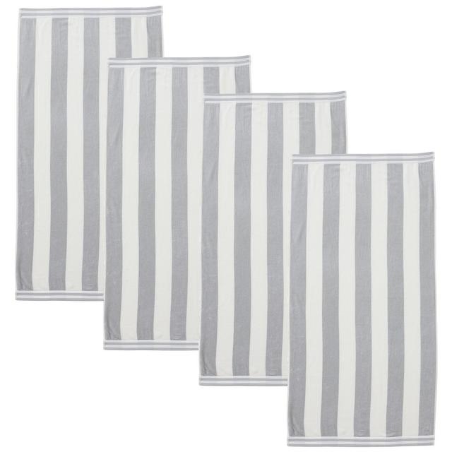 Cotton Cabana Pastel Stripe Beach Towel 4 Pack - Great Bay Home