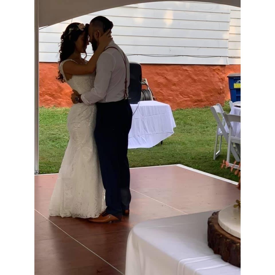 Our first dance as husband and wife in the Abarca's backyard, where we hosted our small reception. September 2020