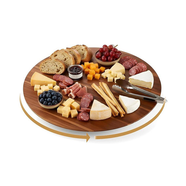 NABYTOK 18" Acacia Wood Turntable Organizer | Lazy Susan for Table Top, Cabinet or Pantry | Wooden Rotating Tray for Kitchen Countertop, Durable, Easy to Clean, No Assembly Needed