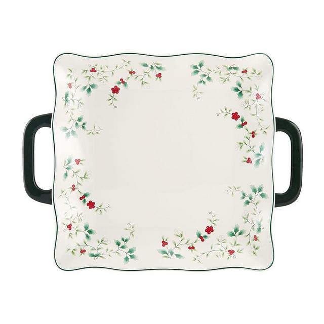 Pfaltzgraff Winterberry Square Platter with Handles, Multicolored, 15.25 Inch