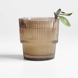 Atwell 11-oz. Spring Taupe Stackable Ribbed Double Old-Fashioned Glass + Reviews | Crate & Barrel