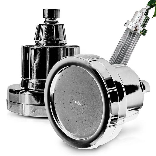 Eskiin Filtered Showerhead - Best Shower Head With Filters For Healthy Hair & Skin - High Pressure Water Softener For Hard Water - Reduce Dandruff, Protect Colored Hair, And Soothe Dry Skin (Chrome)