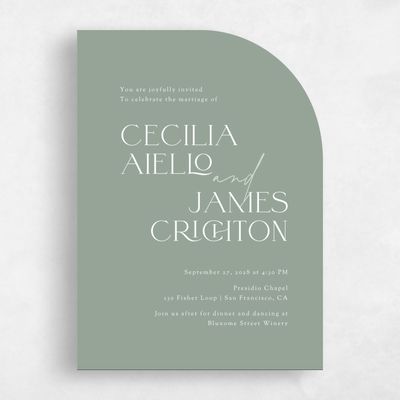 Sage, Green Wedding Invitation - Santiago Portrait