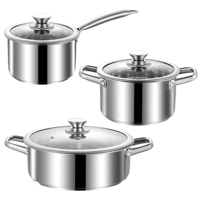 SHEUMNT Stainless Steel pots and pans set, 6 PCS Nonstick Induction Kitchen Cookware Set, Works with Induction/Electric and Gas Cooktops, Nonstick, Oven Safe, Camping Cookware