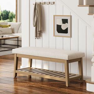 Hahnville 44" W Upholstered Storage Bench - Beige
