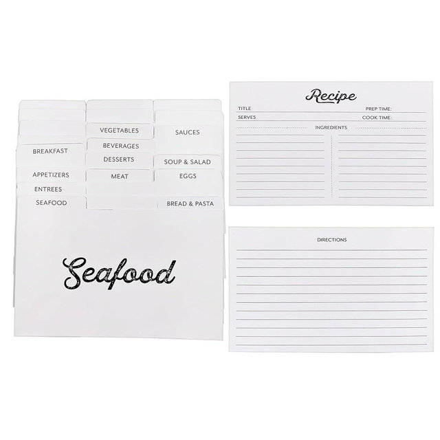 AuldHome Design Farmhouse Recipe Card Set (118-Piece Set); 100 Cards w/Dividers, Fits 4x6 Recipe Boxes, Double-Sided Modern Farmhouse Style