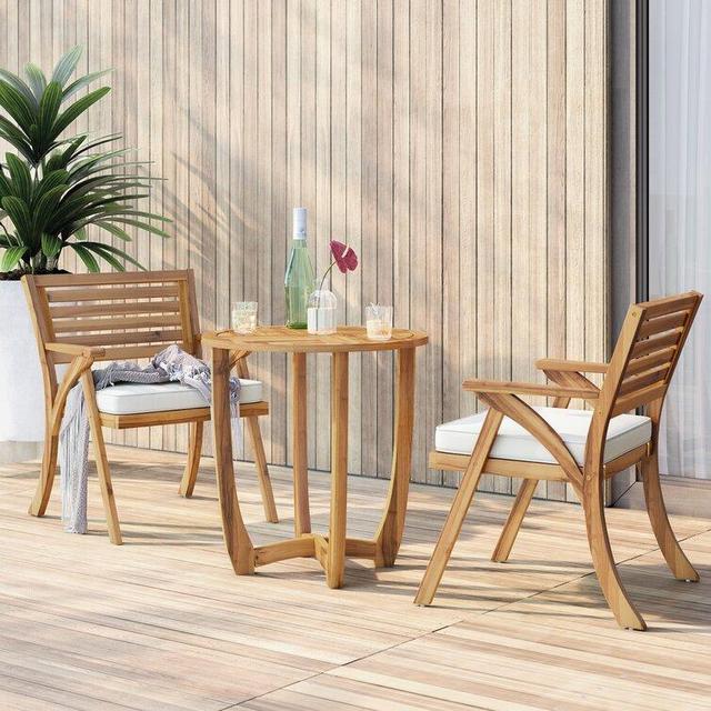 Round 2 - Person 27.5'' Long Bistro Set with Cushions