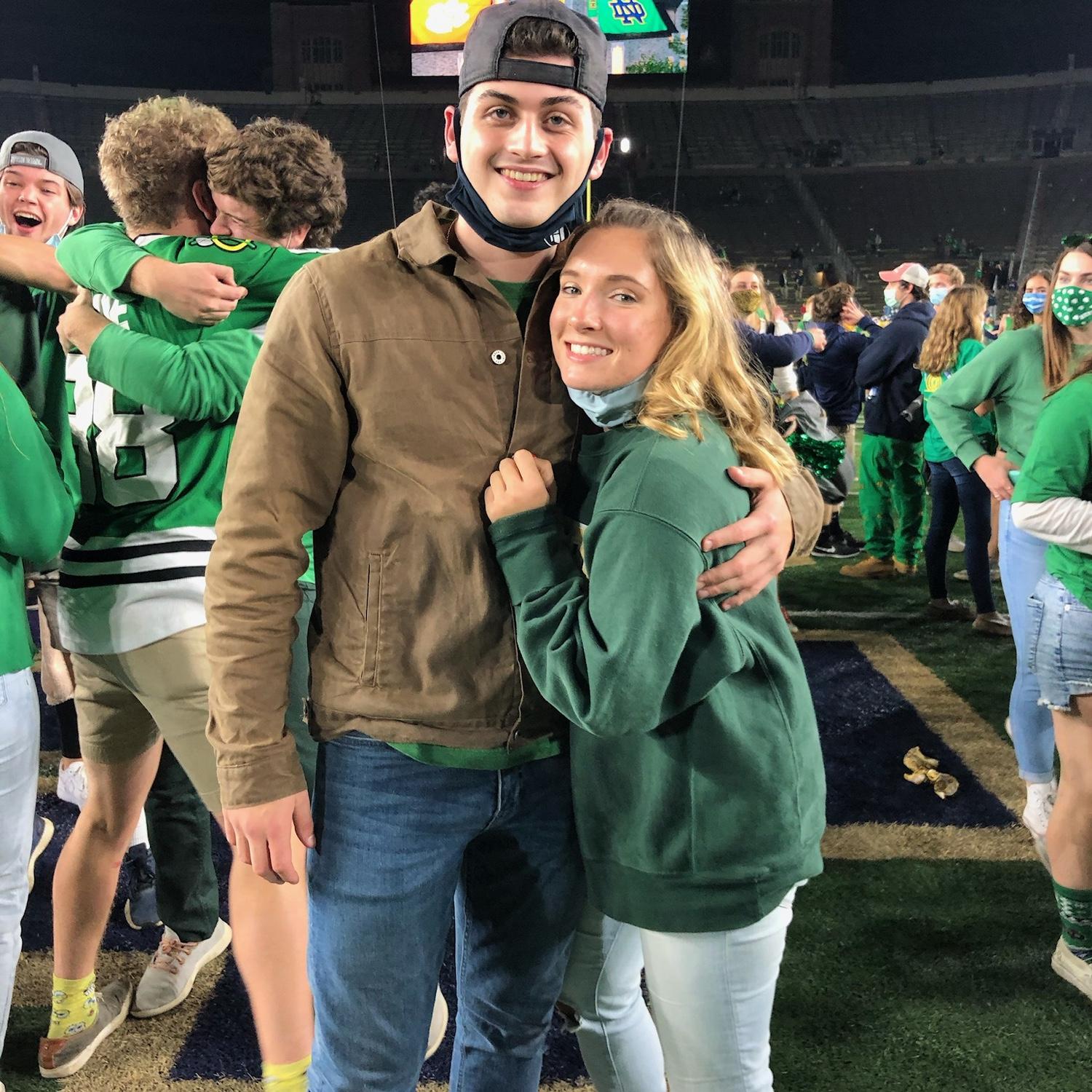 Senior year storming the field after ND beat Clemson