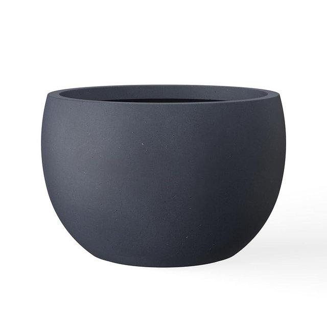 Kante 15.7" Dia Round Concrete Planter, Outdoor/Indoor Large Bowl Plant Pots with Drainage Hole and Rubber Plug for Garden Patio Balcony Home, Charcoal