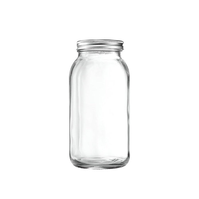 GLING [1 Count 64 oz. Wide-Mouth Glass Mason Jars with Metal Airtight Lids and Bands 2 Quart Large For Canning, Preserving, & Meal Prep