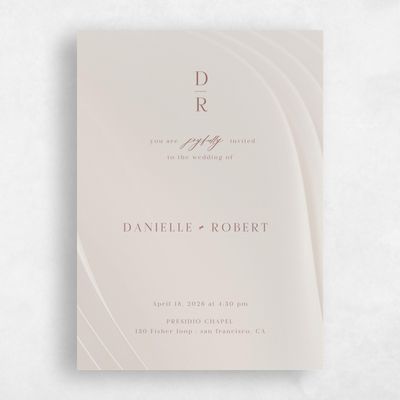 Linen, Beige Wedding Invitation - Asher Classic