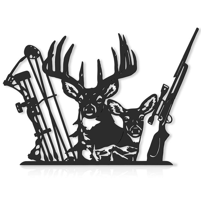 Tandefio Metal Deer Hunting Room Decor Deer Decor for Home Rustic Cabin Wall Art Cabin Wildlife Hunting Wall Decoration Christmas Fathers Day Hunter Gift(Black)