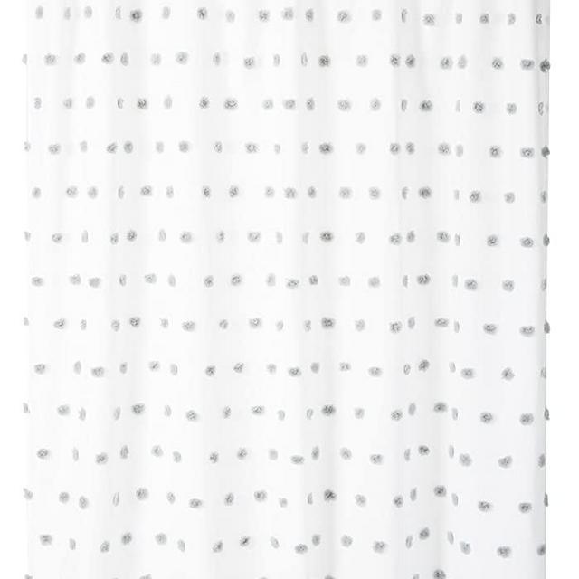 Madison Park Sophie Fabric White, Polka Dots Casual Solid Shower Curtains for Bathroom, 72 X 72, Cream, 72x72
