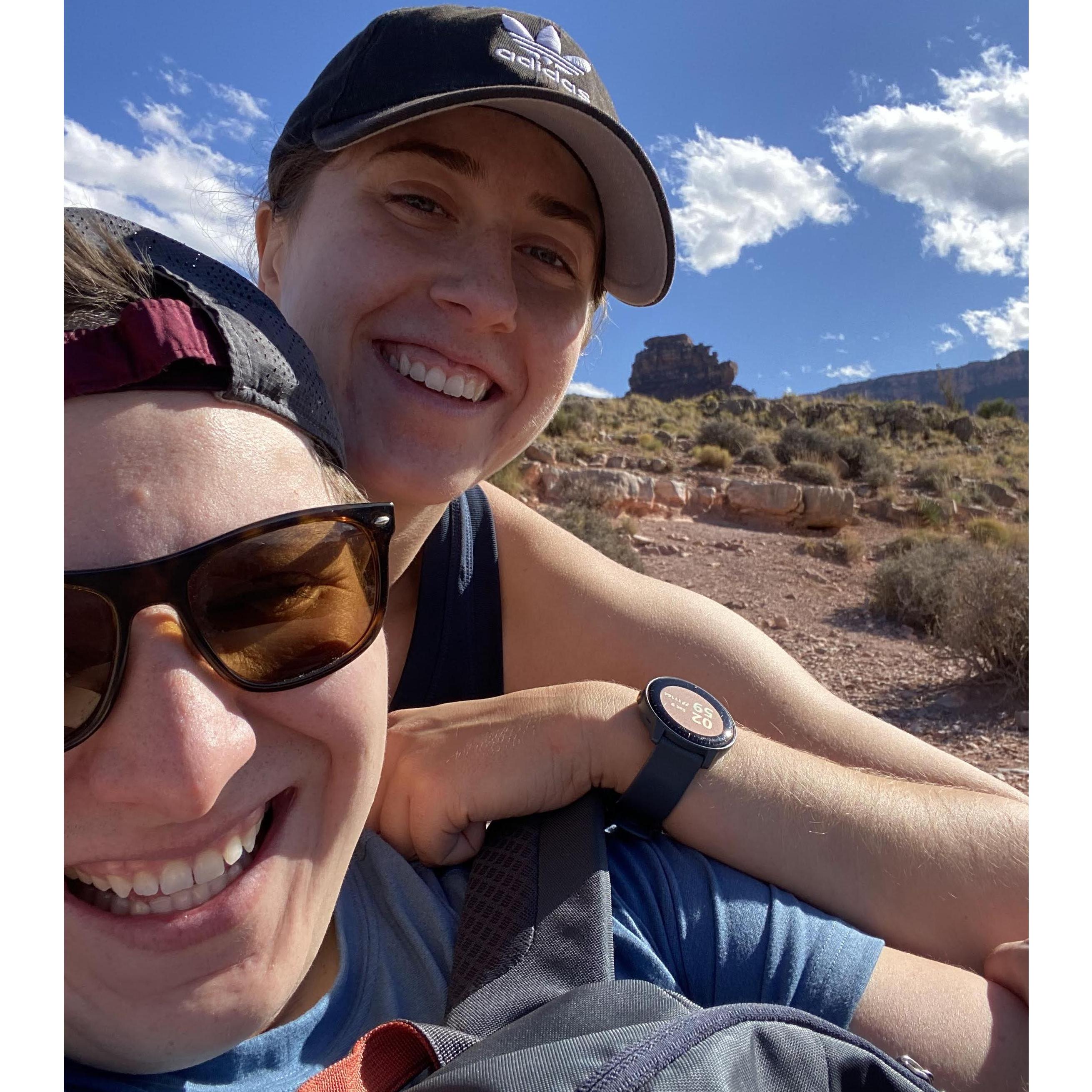 All smiles at the Grand Canyon (before we climbed back up)