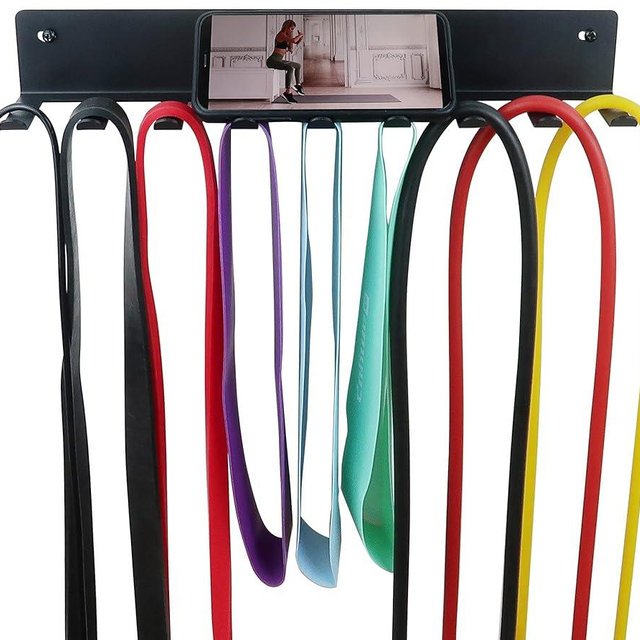 Multi-Purpose Storage Rack for Resistance Bands, Straps, Jump Ropes, Foam Rollers, Chains, Weight Belts, Tools - Heavy Duty, Fitness Bands Rack