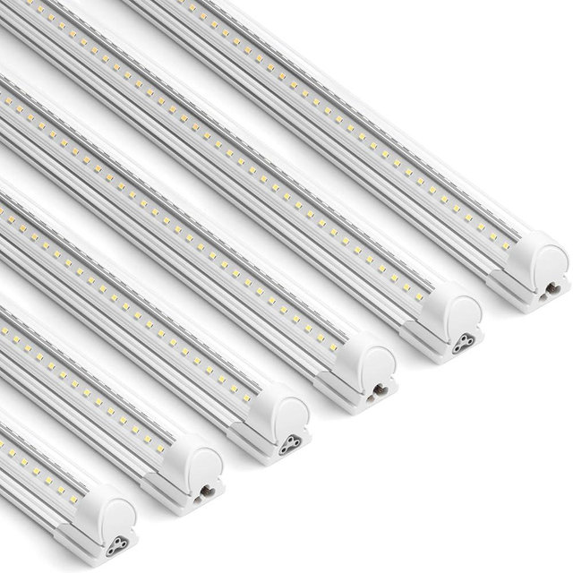 Barrina LED Shop Light, 3FT 30W 4600LM 5000K, Daylight White Hight Output Linkable for Workshop, V Shaped Clear Cover T8 LED Shop Lights for Garage, 3 Foot (Pack of 6)