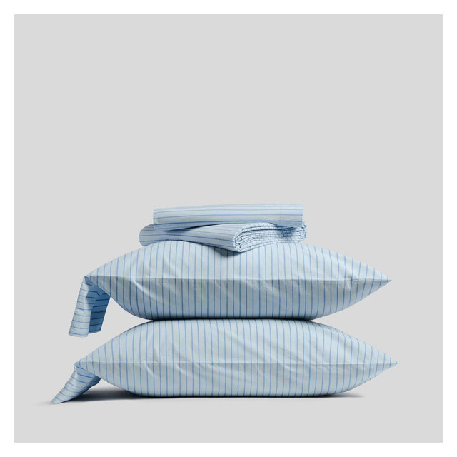 King Casual Organic Cotton Narrow Stripe Sheet Set Oxford & Yacht - Parachute for Target
