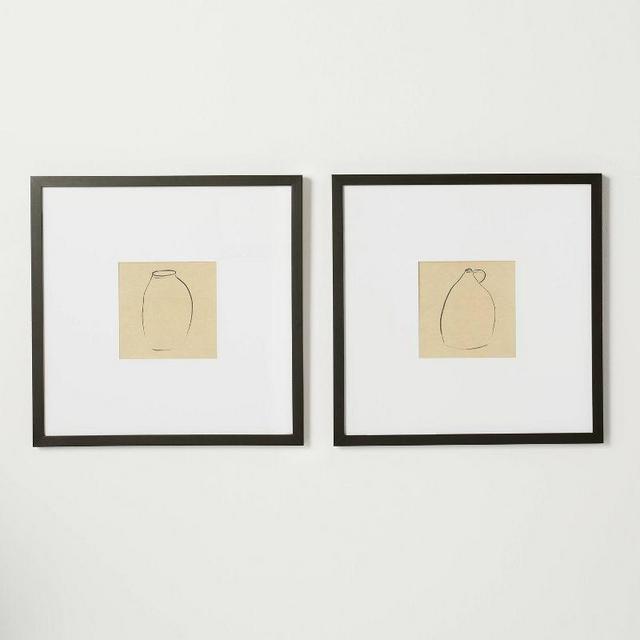 (Set of 2) 18" x 18" Vases Framed Under Glass - Threshold™ designed with Studio McGee